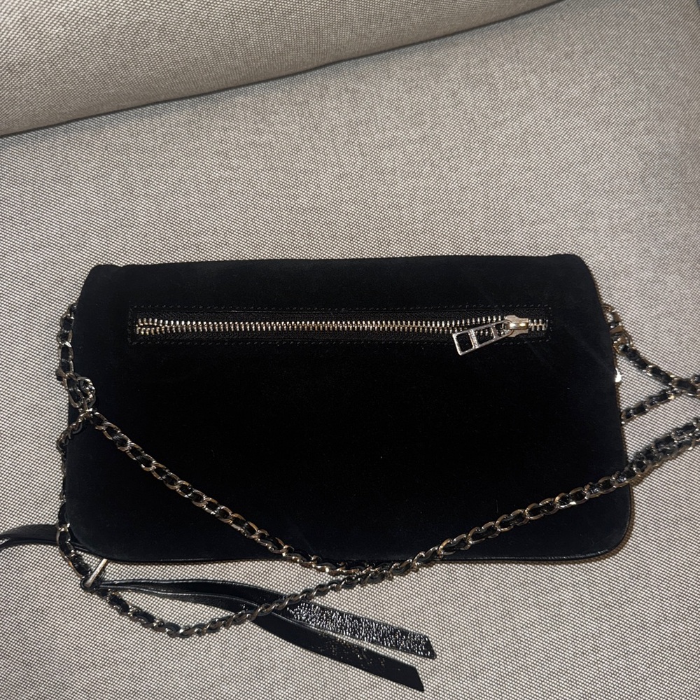 Zadig & Voltaire Rock Black Suede Croosbody Bag with Silver Chain - Picture 3 of 5